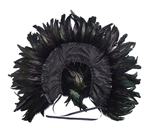 keland Gothic Feather Shrug Cape Shawl Choker Collar Halloween Costume (Black B)(Size: One Size) steampunk buy now online