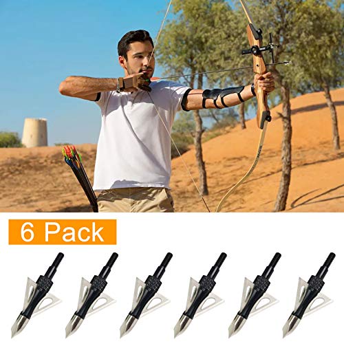 Tbrand Sharp Blades Arrowhead Archery Broadheads Hunting Arrow Crossbow Bolts And Compound Recurve Bow (Black, 6Pcs) #TOP3