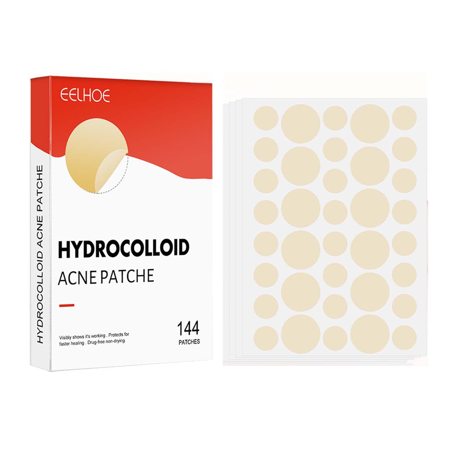 Invisible hydrocolloid acne acne stickers-144pcs on makeup closed mouth acne clear acne waterproof breathable acne skin repair dressing, for face and body