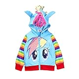 SummitLink Girls' Rainbow Dash Hoodie Luna(Blue) 140(6-7 Years)