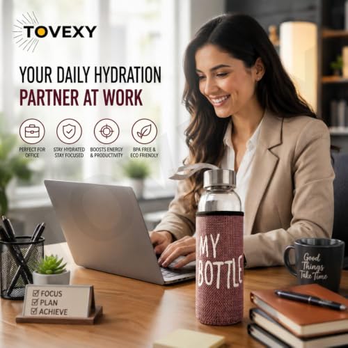 Image of 300ml Glass Water Bottle with Jute Sleeve & Carry Strap | Leakproof Airtight Lid | Reusable Glass Drinking Bottle for Water, Juice, Milk for Office, Gym, Travel & Home (300 ml, 1 count)