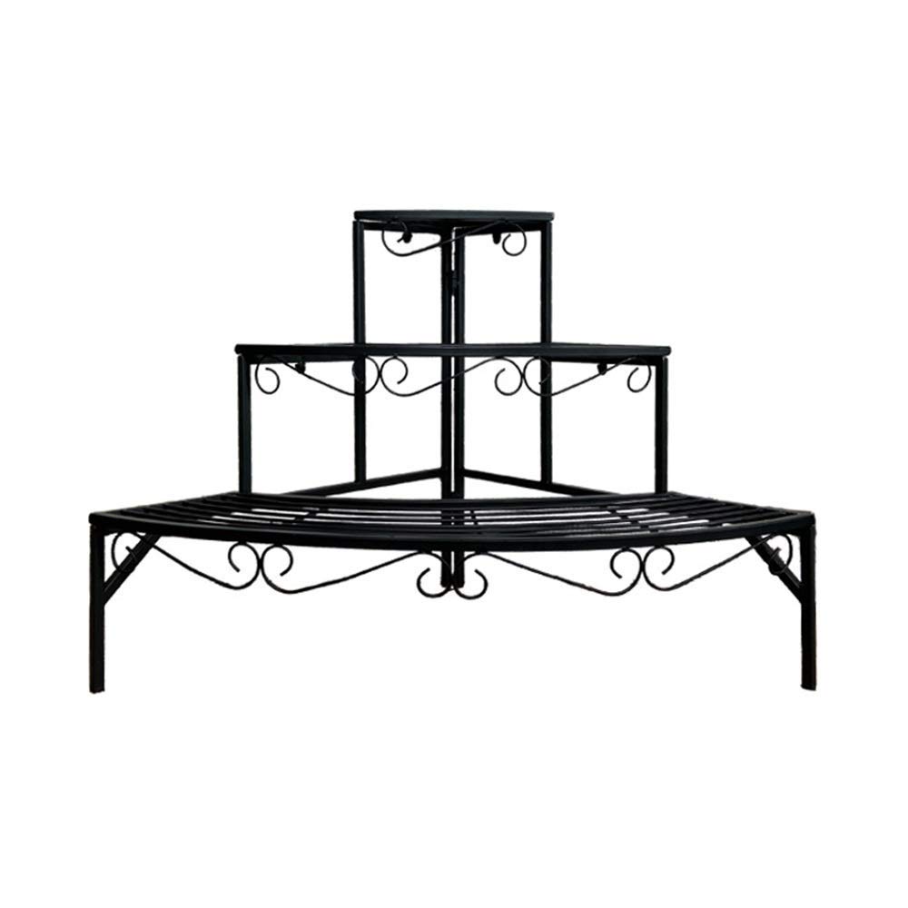 Support de fleurs d'angle pour balcon et salon avec étagère 3 niveaux