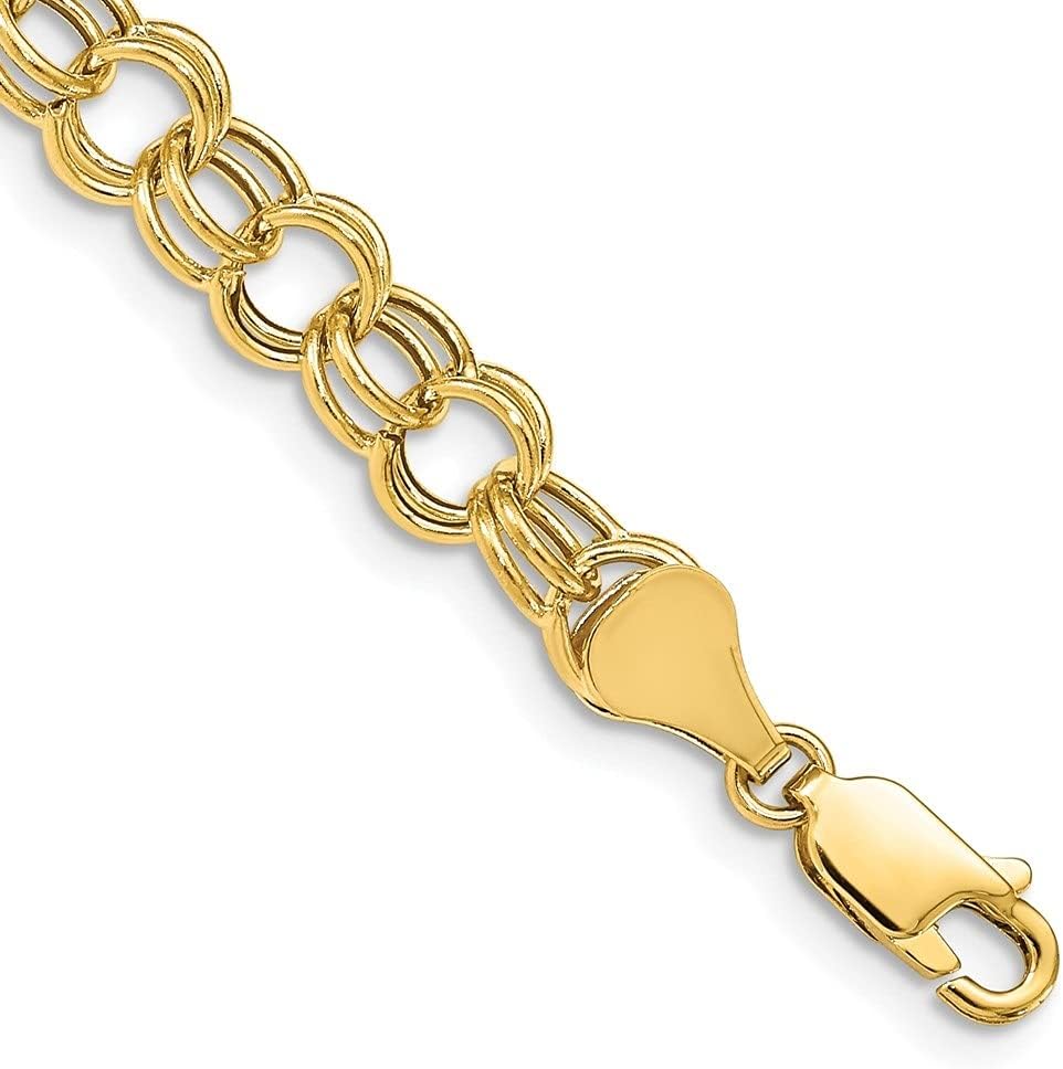 Diamond2Deal 14k Yellow Gold Hollow Double Link Charm Bracelet
