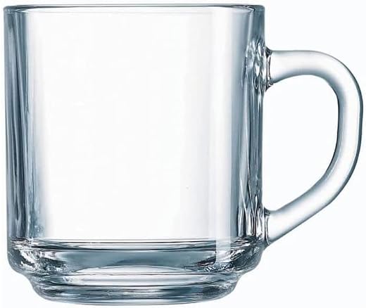 Luminarc Glass Tempered Mug Set (Transparent, 250ml) - Set of 6