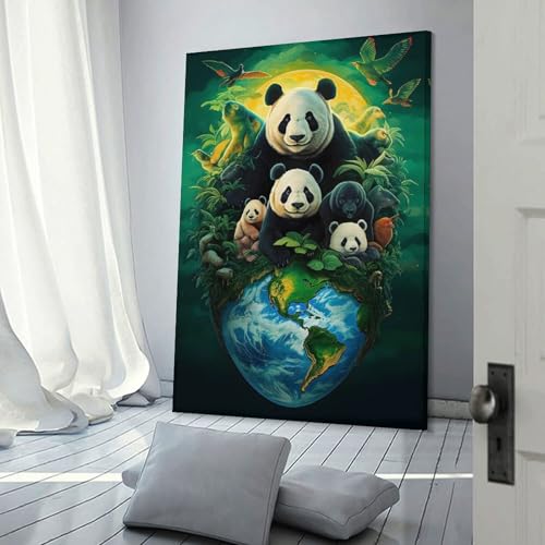 Tableau abstrait panda au salon pour une décoration zen et moderne
