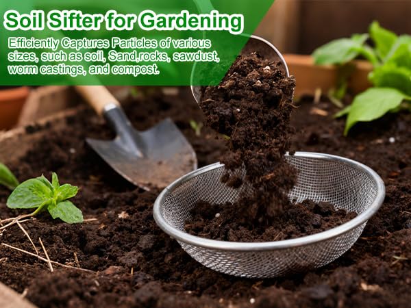 Svincolare 2 Pack Soil Sifter for Gardening - Rock Compost Sand Sifter Fits 5-Gallon Buckets 1/4 Inch & 1/8 Inch Mesh Sifting Screen Sieve for Gravel, Dirt, Sawdust with Repotting Mat by Svincolare - Used condition - Image 8