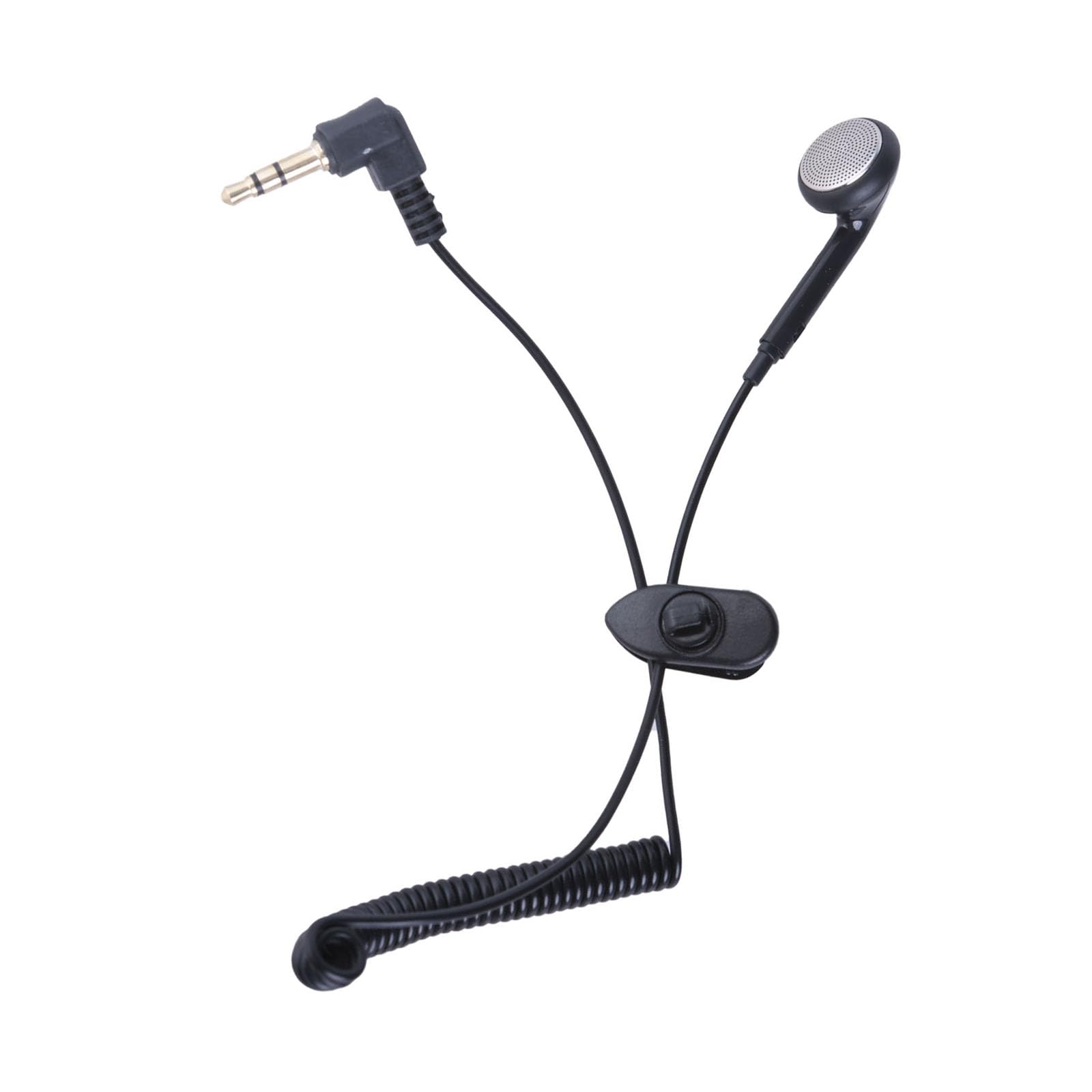 Convenient 3.5mm Single Side Earphone Spring Coiled Cable Mono Earbud with Clip & Sponge Cover for Driving and Sports 3.5mm Earphone