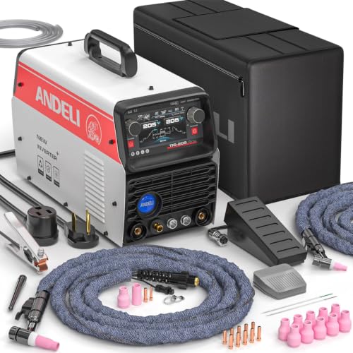 Image of ANDELI 10-in-1 Aluminum TIG Welder with Foot Pedal AC/DC，Large LCD Digital Display 205Amp Cold TIG Welder with Pulse/Square/Sine/Trapezoidal Wave/Stick/Cold/Spot,110V/220V Dual Voltage
