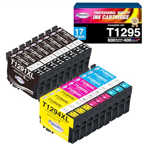 Paeolos T1295 Multipack Cartuchos de Tinta Compatible para Epson T1291 T1292 T1293 T1294 für Epson Stylus SX435W SX235W SX420W SX230 SX425W SX440W SX445W, Epson Stylus Office BX535wd
