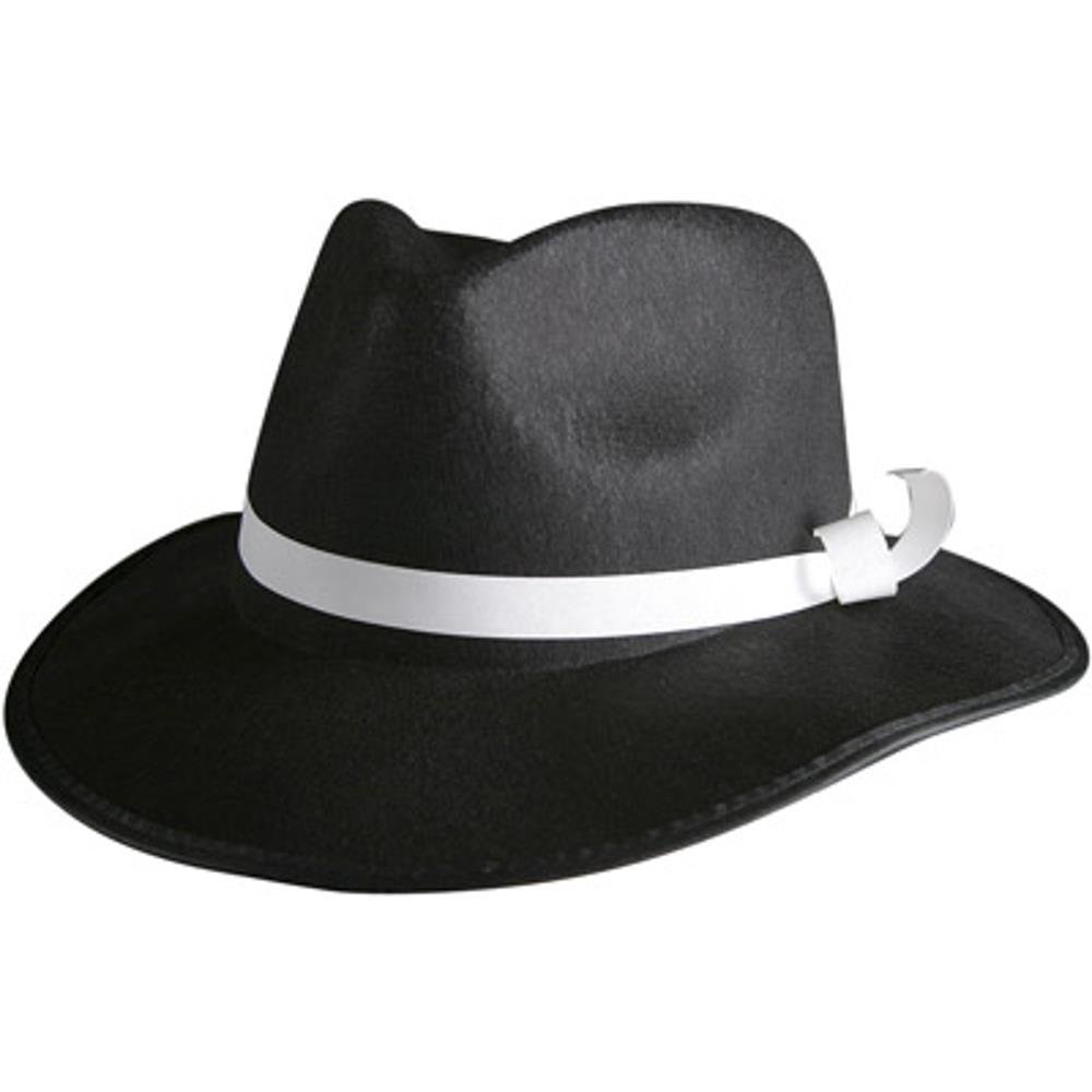 Adult Black Felt Gangster Hat (Size:Small)