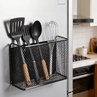 KAGEYMB Magnet Regal Kühlschrank Magnetischer Organizer Schwarz 24x15x7.5cm Starker Magnetstreifen Whiteboard Kühlschrank Regal Gewürzregal Magnetisch Regalkörbe Behälterfür Gewürze Büro Küche Bad