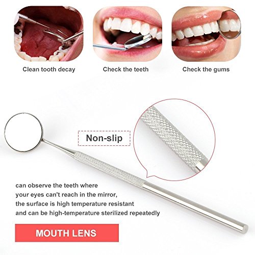 Dental Tools 6 Pack, MOTYYA Teeth Cleaning Tools Professional Dental Hygiene Kit Stainless Steel Dental Picks Oral Care set to Remover Tartar, tooth scraper,Mouth Mirror for home use (6 Tools) - Thumbnail 3
