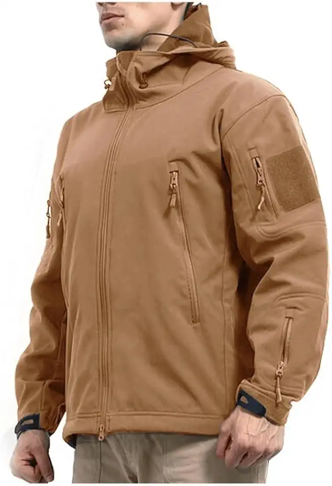 Jaqueta tática impermeável estilo militar quebra vento com capuz forrada para frio e calor