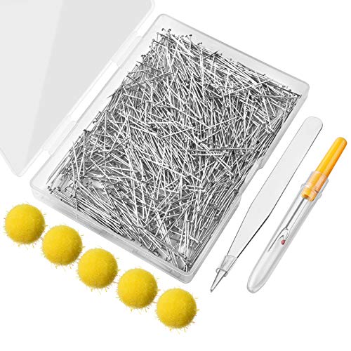 Sewing Pins, 1600pcs Straight Pins for Fabric Crafts Sewing with 5pcs Pin Cushions, a Seam Ripper and Tweezers