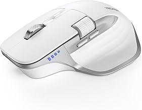 TECKNET Bluetooth Mouse, Wireless Mouse with Thumb Scroll, Rechargeable Mice, Dual Bluetooth 5.0 & 2.4GHz, Ergonomic, 4800DPI Adjustable, Silent Click, Computer Mouse for Windows/Mac OS- White