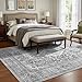 Flagover 5x7 Grey Washable Boho Area Rug for Bedroom, Vintage Floral Non Slip Living Room Rugs, Soft Low Pile Indoor Mat, Aesthetic Pattern Carpet for Kitchen and Dining Room