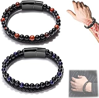 ERIJE Humanic+ Pro MAXHematie Beaded Bracelets, Humanic+ MAXHematie Beaded Bracelets, Healing Crystal Bead Bracelet Set for Women Men (B 2pcs)