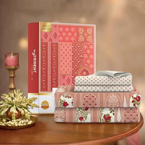 Image of MYTRIDENT Celebration Bedsheet Gifting Collection Double Size - Aangan Coral