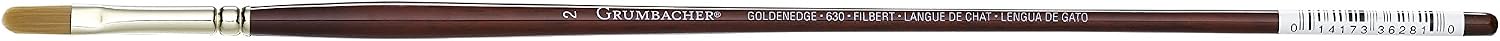 Grumbacher Goldenedge Golden Toray Filbert Oil and Acrylic Brush, Synthetic Bristles, Size 2 (630T2G)