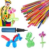 Con bomba globos largos,200 Globos largos para globoflexia,Globos de estilo de látex grueso en varias formas y colores para fiestas de cumpleaños, festivales, bodas, decoración navideña