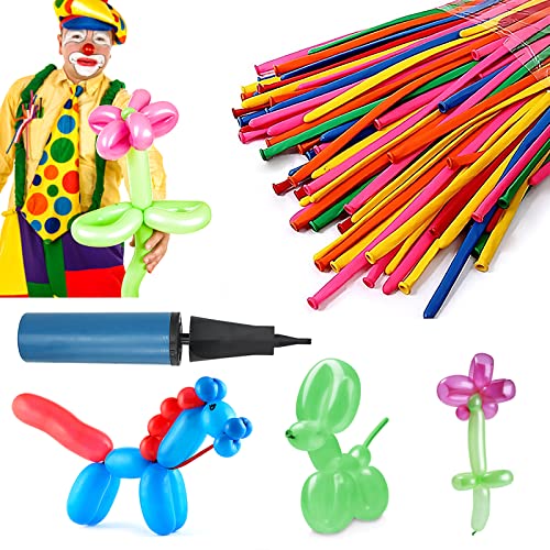 Ballon magique,200 Ballon magique avec pompe,Ballons de style latex épaissis de différentes formes et couleurs pour fête d'anniversaire, festival, mariage, décoration de Noël Cover