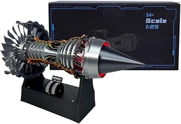 Jet Aviation Engine Model Turbo Fan Engine Assembly Kit, 11.0 inches 28 cm, Luminous, Startable, 3D Mechanical Science Educational Toy, Aircraft Display Model, Aviation Enthusiast Collection
