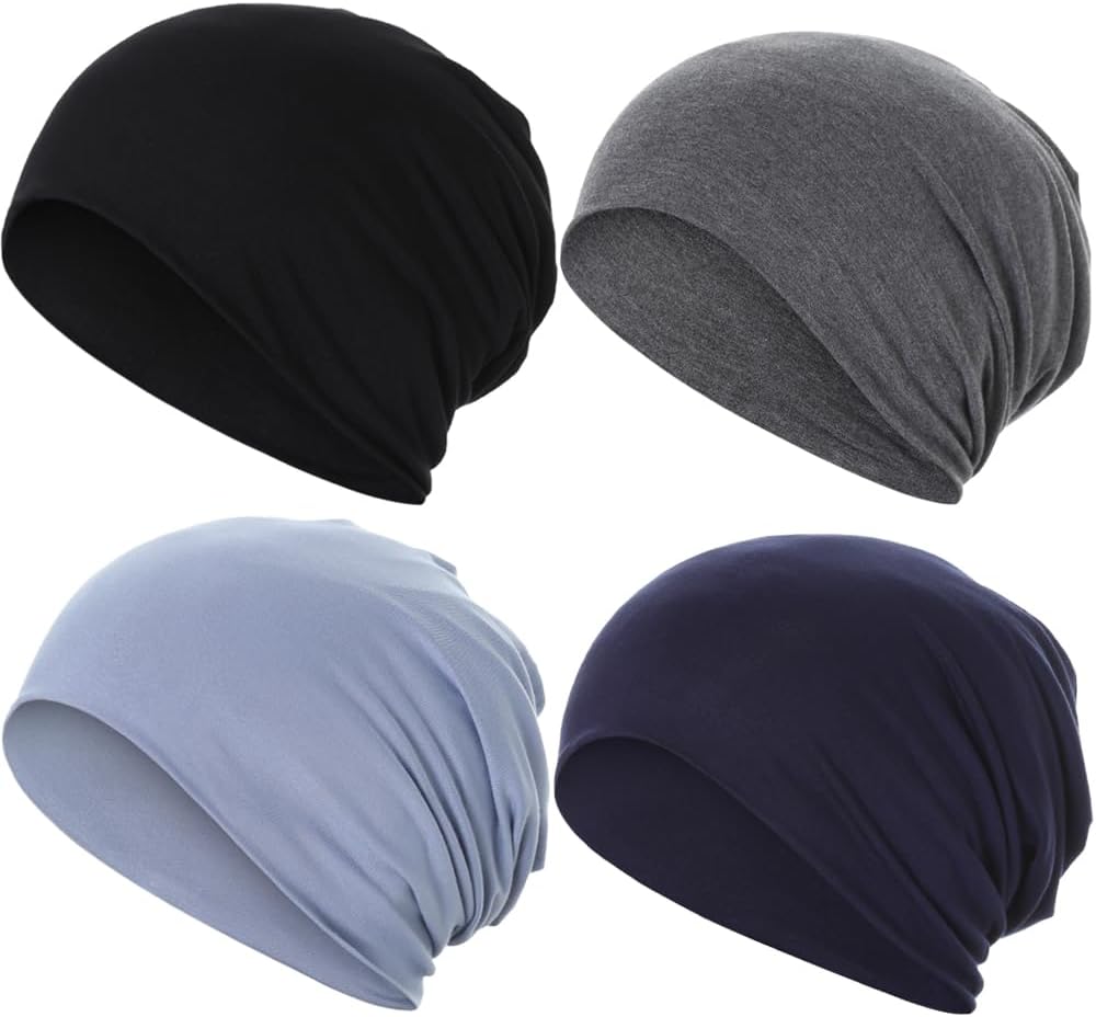 JarseHera 4PCS Cotton Slouchy Beanie Soft Sleep Caps Chemo Headwear Skull Cap Hats