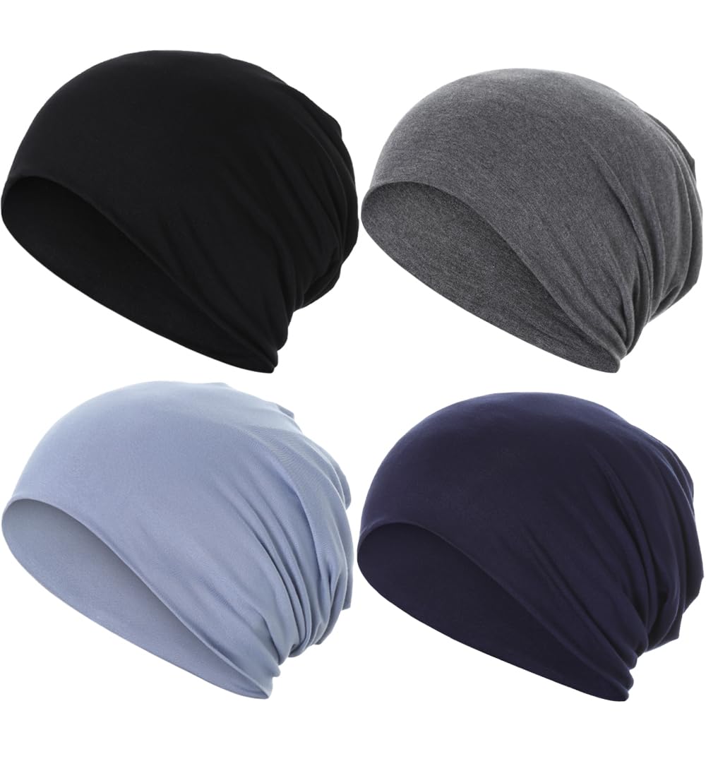 JarseHera 4PCS Cotton Slouchy Beanie Soft Sleep Caps Chemo Headwear Skull Cap Hats