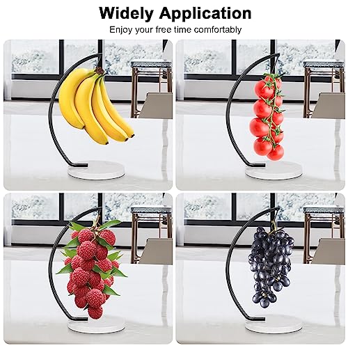 Livabber Banana Holder With Marble Base, Metal Banana Hanger Modern Tree Stand With Hook, Durable Banana Keeper Fresh Fruit Storage Organizer Freestanding For Kitchen Countertop (Black, Single Hook) #TOP5