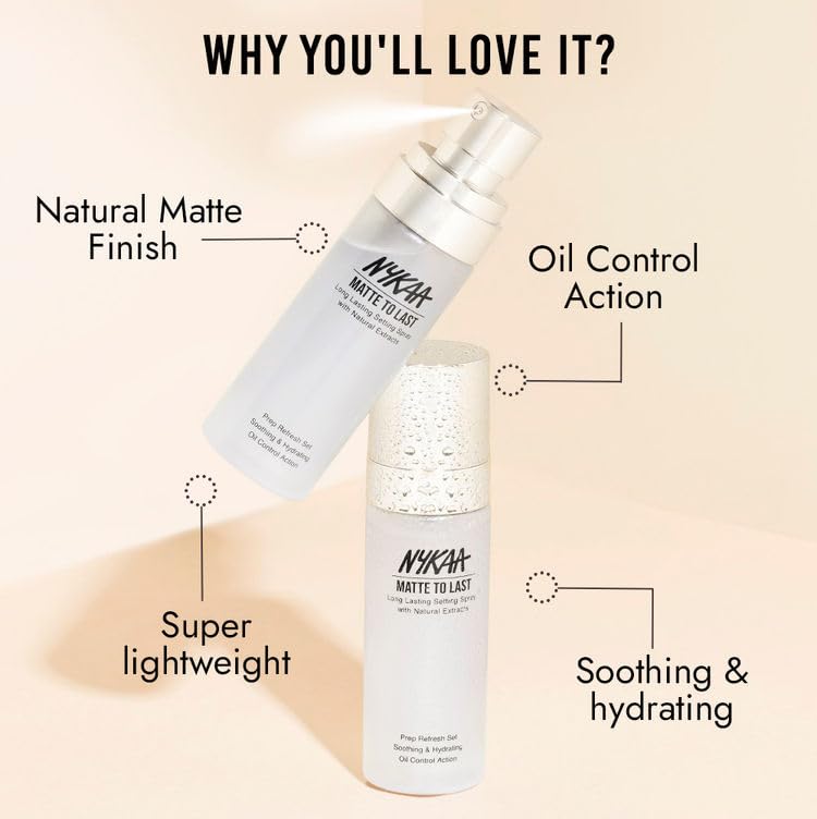 Image of Nykaa Matte to Last Long Lasting Setting Spray with Natural Extracts (65ml)