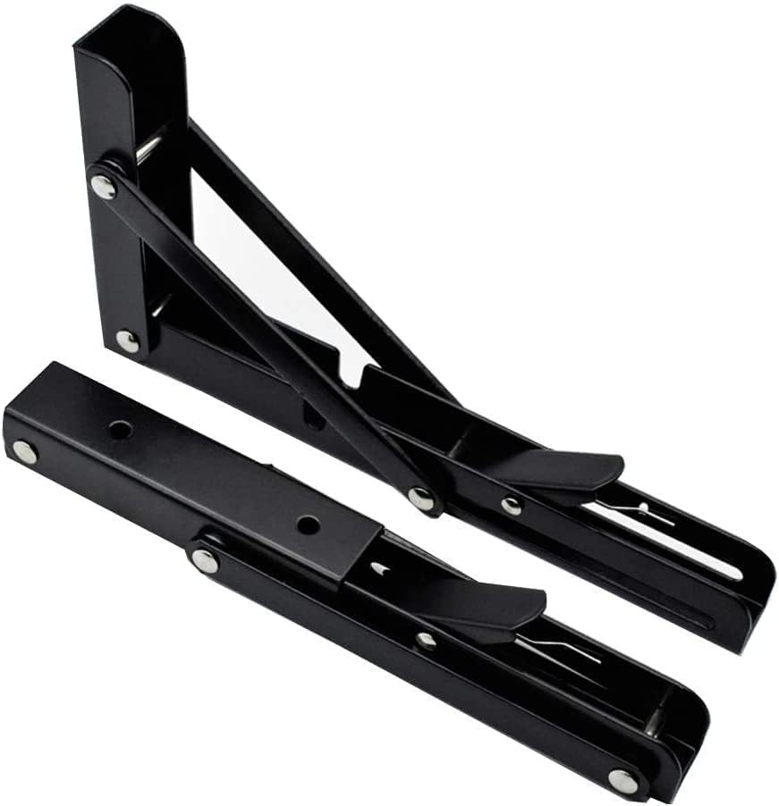 MEVITHS Heavy-Duty Folding Shelf Brackets – Stainless Steel Collapsible Wall-Mounted Brackets for DIY Table, Desk, Workbench – Space-Saving Foldable Support Arms (20 CM)-image-22