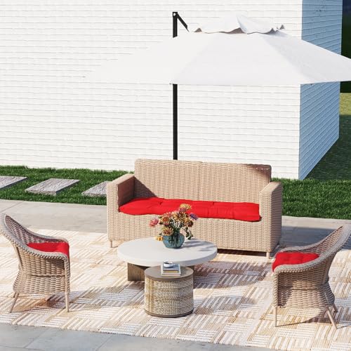 zanwu hwyd Outdoor Wicker Chair Cushions 3 Pieces, Red by zanwu hwyd - Used condition - Image 4
