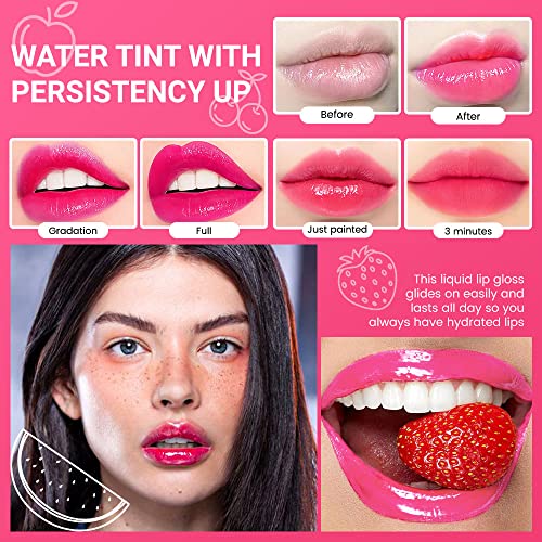 Bingbrush 4Pcs Bright Vivid Color Lip Tint With Vibrant, Moisturizing,Long-Wear,Non-Sticky,Lightweight Lip Stains Liquid Lipstick Rouge Lip Gloss Girls Women Gift Set(Brilliant Rouge Lip Gloss) #TOP4