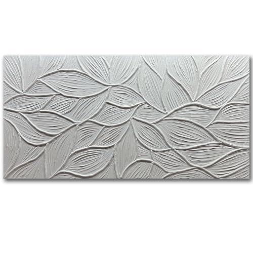 Abstract White Plantain Leaf Painting
