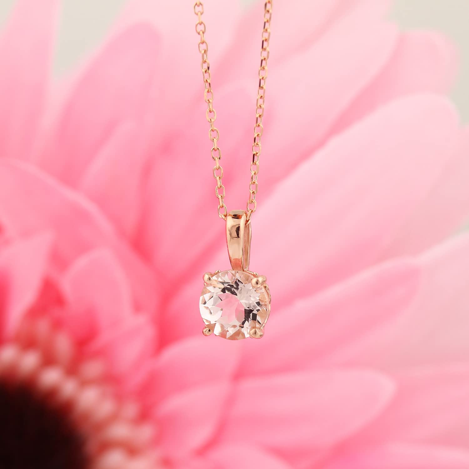 14k Rose Gold Morganite Pendant Necklace, 18" - Image 2