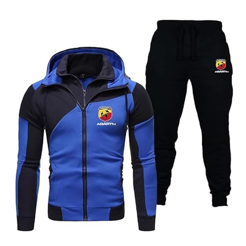 GIOPSQ Ab-a_rth Lässige Herren-Sportbekleidung mit doppeltem Reißverschluss, Kapuzenjacke und Jogginghose aus Baumwolle herren/B/M