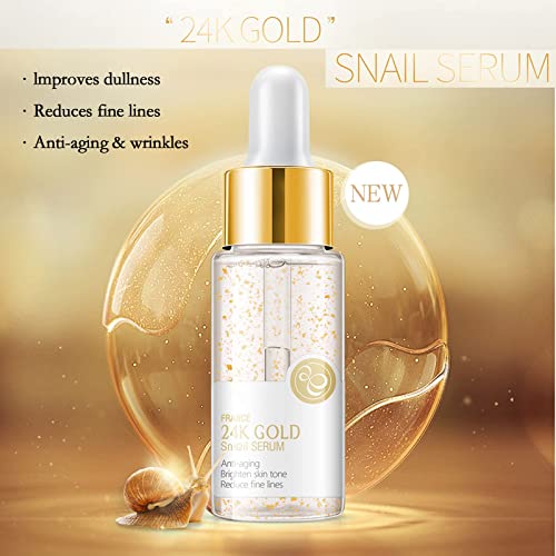 Collagen Booster Serum, 24K Gold Snail Serum, Snail 24K Gold Face Serum, Collagen Wrinkle Serum, Facial Serum Anti Aging, Reduce Fine Lines, Say Goodbye To Wrinkles(2Pcs) #TOP4