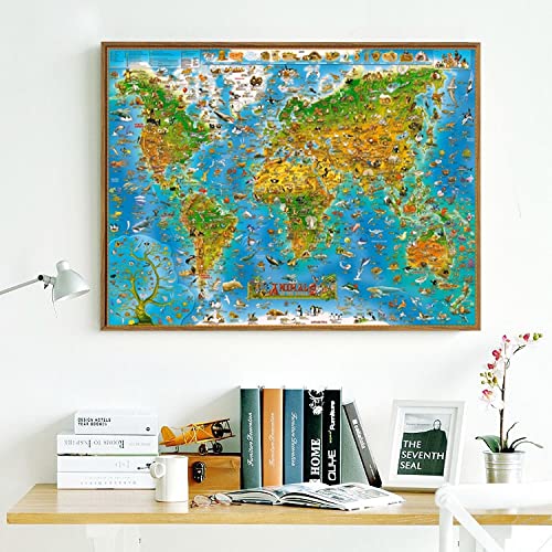 Jigsaw Puzzles For Adults 1000 Piece Animals Of The World 27.56 X 19.69 Inch Puzzles For Adults Kids Educational Game Reduce Pressure Challenge Toy Animals Map Puzzles 1000 Pieces For Adults #TOP2