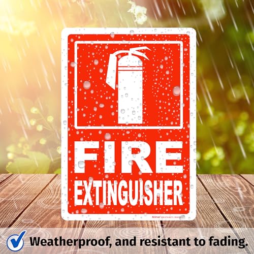 Brimar - 7\" x 10\" - Fire Extinguisher Sign - 3.5 Mil InfiniStick™ Vinyl Label - Clear Identification - Easy Installation