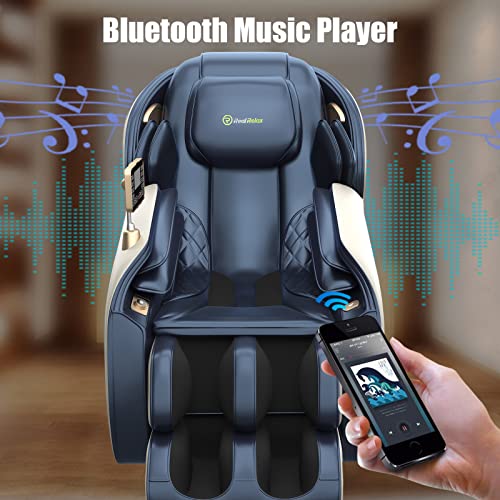 Real Relax Massage Chair, Full Body Zero Gravity Sl-Track Shiatsu Massage Recliner Chair With Heat Body Scan Bluetooth Foot Roller, Favor-06 Blue #TOP6