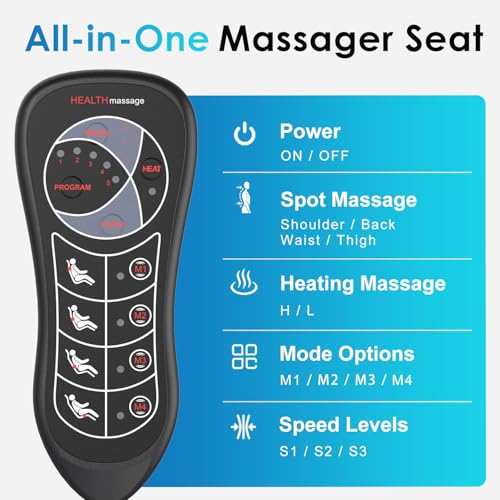 comrelax Back Massager with Soft Plush Fabric Cover, Massage Seat Cushion with 8 Vibration Motors & 2 Heating Levels, Chair Massager for Recliner, Office Chair, Sofa Use, Gifts for Dad Mom - Thumbnail 7