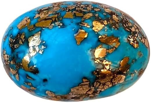 Divinity Healing Crystals Natural Original Firoza Turquoise Gemstone Lab Certified Double Polished Oval Loose Stone for As...
