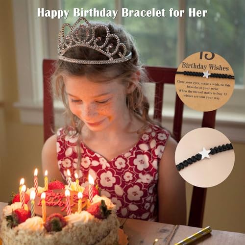 SNORSO 13th/16th/18th/21st Birthday Wishes Bracelet, Adjustable Star Cord Bracelets with Make A Wish Card, Birthday Gifts for Her Handmade Bracelet Birthday Gift for Daughter Niece Granddaughter3