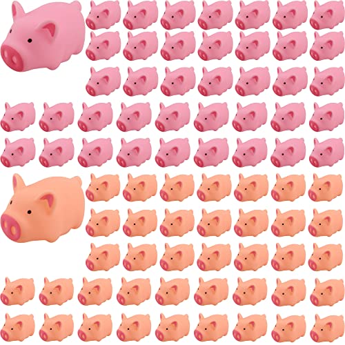Cagemoga 80 Pieces Mini Pigs Bath Toy Pink Rubber Screaming Piggie Squirt Sound Pig Toys for Kids Bathtub Toy Baby Shower Stress Release