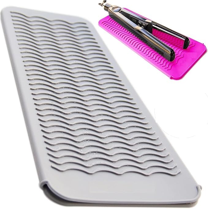 MotiBa Heat Resistant Silicone Flat Iron Mat Pouch For Travel Dual Voltage Curling Iron Wand, Hair Straightener, Automatic Wireless Curlers, Curling Brush Cover For Women (1 Pcs) (GRAY,PINK)-image-40