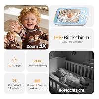 BOIFUN Babyphone mit Kamera, Ohne WLAN,IPS HD 720P Monitor, 360° Kamera – Ansicht 3