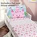 EVERYDAY KIDS 4 Piece Toddler Bedding Set -Princess Storyland- Includes Comforter, Flat Sheet, Fitted Sheet and Reversible Pillowcase