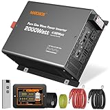 Pure Sine Wave Power Inverter 2000 watt 12 Vdc to 120 Vac,4100W Surge,Wired LED Remote and Wireless Remote for Home,Off Grid Solar System, Hurricanes, Power Outages,RVs by Matobob