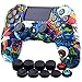 YoRHa Water Transfer Printing (Graffiti Bleu) Housse en Silicone Skin Cover pour PS4 Dualshock 4 Manette Slim/Pro x 1 avec Thumb Grips x 10