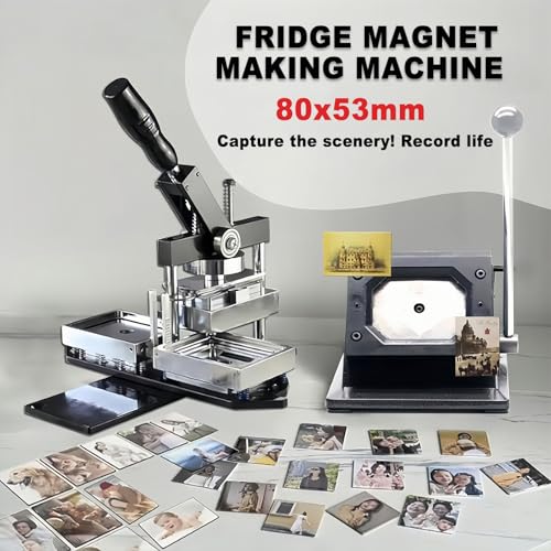 Zestaw Do Tworzenia Odznak I Magnesów Na Lodówkę, Prostokątne Magnesy 80 X 53 Mm Z Krajalnicą I 100 Materiałami Do Tworzenia Niestandardowych Magnesów I Odznak Fotograficznych